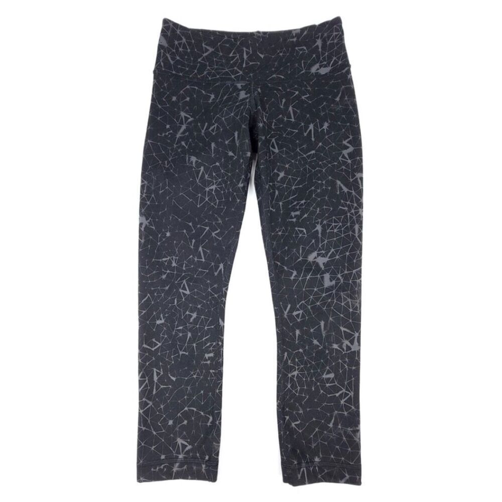 LULULEMON Wunder Under Crop II Leggings Full-On Luon Star Crushed Coal Black 6